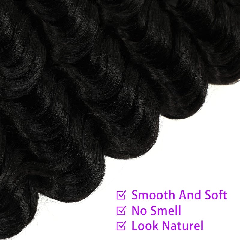 AMELI Ocean Wave Crochet Hair 20inch Deep Wave Crochet Hair Synthetic Crochet Braiding Hair for Black Women Extensions 6 Packs (20 Inch (Pack of 6), 1B) - Image 4